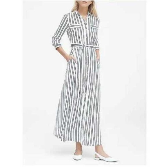 NWOT Banana Republic Striped Maxi Shirt Dress - Picture 4 of 6
